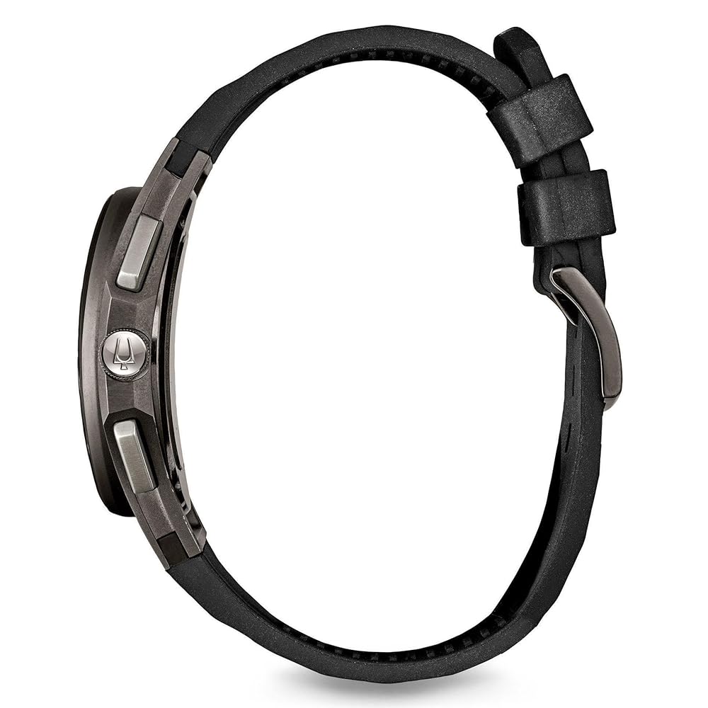 Bulova クロノグラフ 腕時計 ブラック Bulova Men's Quartz Chronograph Black Dial Silicone Band